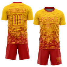 Load image into Gallery viewer, Custom Yellow Red Sublimation Soccer Uniform Jersey