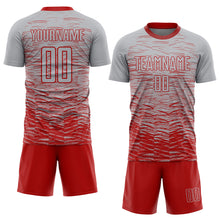 Load image into Gallery viewer, Custom Gray Red Sublimation Soccer Uniform Jersey