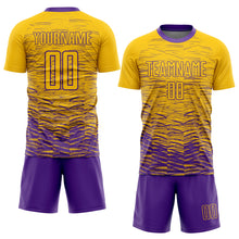 Load image into Gallery viewer, Custom Yellow Purple Sublimation Soccer Uniform Jersey