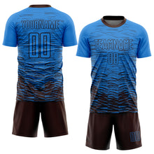 Load image into Gallery viewer, Custom Powder Blue Brown Sublimation Soccer Uniform Jersey
