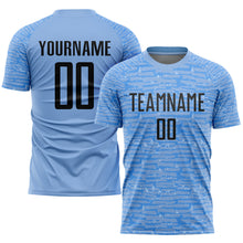 Load image into Gallery viewer, Custom Light Blue Black Sublimation Soccer Uniform Jersey