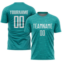 Load image into Gallery viewer, Custom Teal White Sublimation Soccer Uniform Jersey