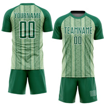 Load image into Gallery viewer, Custom Kelly Green Pea Green-White Ethnic Stripes Sublimation Soccer Uniform Jersey