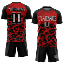Load image into Gallery viewer, Custom Red Black-White Animal Print Sublimation Soccer Uniform Jersey