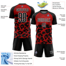 Load image into Gallery viewer, Custom Red Black-White Animal Print Sublimation Soccer Uniform Jersey