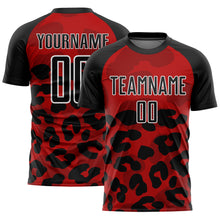 Load image into Gallery viewer, Custom Red Black-White Animal Print Sublimation Soccer Uniform Jersey