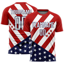 Load image into Gallery viewer, Custom Red White-Navy Vintage American Flag Sublimation Soccer Uniform Jersey