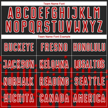 Load image into Gallery viewer, Custom Red Black-White Abstract Fluid Wave Sublimation Soccer Uniform Jersey