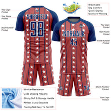 Load image into Gallery viewer, Custom Red Royal-White Stars And Stripes Sublimation Soccer Uniform Jersey
