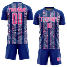 Load image into Gallery viewer, Custom Royal Pink-White Flowers Sublimation Soccer Uniform Jersey