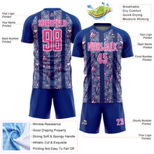 Load image into Gallery viewer, Custom Royal Pink-White Flowers Sublimation Soccer Uniform Jersey