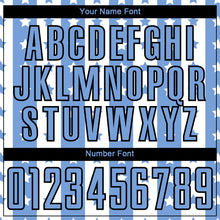 Load image into Gallery viewer, Custom Light Blue Black-White Stars And Stripes Sublimation Soccer Uniform Jersey