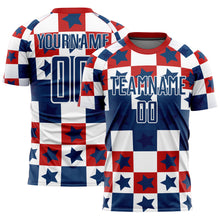 Load image into Gallery viewer, Custom Royal Red-White Stars And Squares Sublimation Soccer Uniform Jersey
