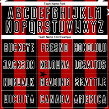 Load image into Gallery viewer, Custom Red Black-White Stars And Squares Sublimation Soccer Uniform Jersey