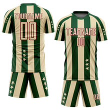 Load image into Gallery viewer, Custom City Cream Green-Crimson Stars And Squares Sublimation Soccer Uniform Jersey