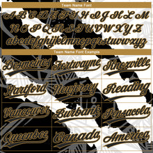 Load image into Gallery viewer, Custom Graffiti Pattern Black-Old Gold 3D Two-Button Unisex Softball Jersey