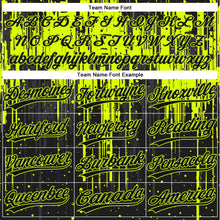 Load image into Gallery viewer, Custom Black Black-Neon Green 3D Pattern Two-Button Unisex Softball Jersey