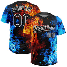 Load image into Gallery viewer, Custom Figure Black-White Flame 3D Pattern Two-Button Unisex Softball Jersey