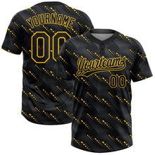 Load image into Gallery viewer, Custom Black Black-Gold 3D Pattern Two-Button Unisex Softball Jersey