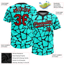 Load image into Gallery viewer, Custom Aqua Red-Black 3D Pattern Two-Button Unisex Softball Jersey