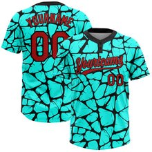 Load image into Gallery viewer, Custom Aqua Red-Black 3D Pattern Two-Button Unisex Softball Jersey