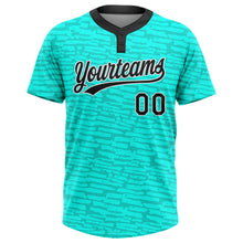 Load image into Gallery viewer, Custom Teal Black-White 3D Pattern Two-Button Unisex Softball Jersey