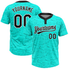 Load image into Gallery viewer, Custom Teal Black-White 3D Pattern Two-Button Unisex Softball Jersey