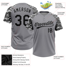 Load image into Gallery viewer, Custom Gray Black-Camo 3D Pattern Two-Button Unisex Softball Jersey