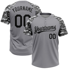 Load image into Gallery viewer, Custom Gray Black-Camo 3D Pattern Two-Button Unisex Softball Jersey