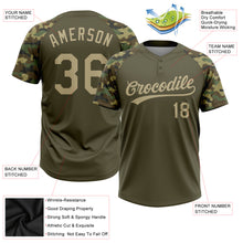 Load image into Gallery viewer, Custom Olive Vegas Gold-Camo 3D Pattern Salute To Service Two-Button Unisex Softball Jersey