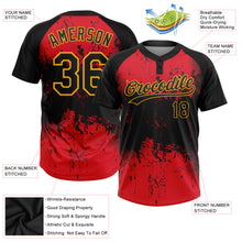 Load image into Gallery viewer, Custom Red Black-Gold 3D Pattern Two-Button Unisex Softball Jersey