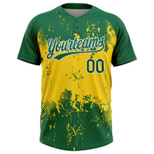Load image into Gallery viewer, Custom Gold Green-White 3D Pattern Two-Button Unisex Softball Jersey
