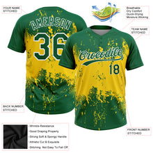 Load image into Gallery viewer, Custom Gold Green-White 3D Pattern Two-Button Unisex Softball Jersey