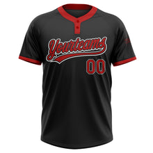 Load image into Gallery viewer, Custom Black Red-White Two-Button Unisex Softball Jersey