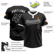 Load image into Gallery viewer, Custom Black Black-White Two-Button Unisex Softball Jersey