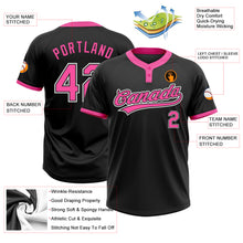 Load image into Gallery viewer, Custom Black Pink-White Two-Button Unisex Softball Jersey