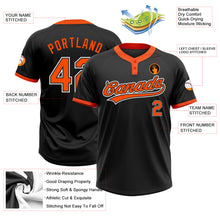 Load image into Gallery viewer, Custom Black Orange-White Two-Button Unisex Softball Jersey