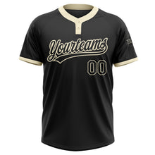 Load image into Gallery viewer, Custom Black Black-Cream Two-Button Unisex Softball Jersey