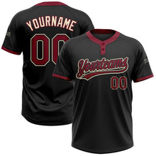 Load image into Gallery viewer, Custom Black Crimson-Cream Two-Button Unisex Softball Jersey