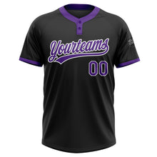 Load image into Gallery viewer, Custom Black Purple-White Two-Button Unisex Softball Jersey