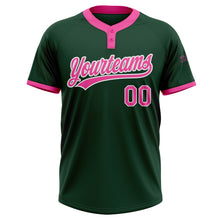 Load image into Gallery viewer, Custom Green Pink-White Two-Button Unisex Softball Jersey
