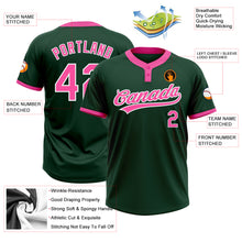 Load image into Gallery viewer, Custom Green Pink-White Two-Button Unisex Softball Jersey
