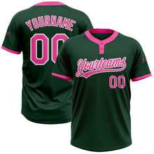 Load image into Gallery viewer, Custom Green Pink-White Two-Button Unisex Softball Jersey