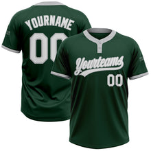 Load image into Gallery viewer, Custom Green White-Gray Two-Button Unisex Softball Jersey