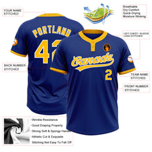 Load image into Gallery viewer, Custom Royal Gold-White Two-Button Unisex Softball Jersey