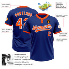 Load image into Gallery viewer, Custom Royal Orange-White Two-Button Unisex Softball Jersey