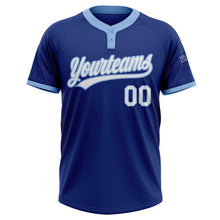 Load image into Gallery viewer, Custom Royal White-Light Blue Two-Button Unisex Softball Jersey