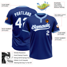 Load image into Gallery viewer, Custom Royal White-Light Blue Two-Button Unisex Softball Jersey