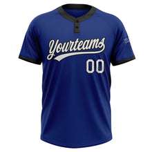 Load image into Gallery viewer, Custom Royal White-Black Two-Button Unisex Softball Jersey