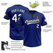 Load image into Gallery viewer, Custom Royal White-Black Two-Button Unisex Softball Jersey
